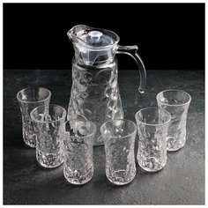 Набор питьевой 7 пред "Бабл" кувшин 1,6 л, 6 стаканов 200 мл 4466686 Сима ленд