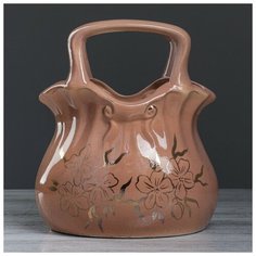 Конфетница "Сумочка", шоколадная, 25 см 4910275 Керамика ручной работы