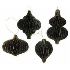 Набор бумажных ёлочных игрушек АРТ ПАПЬЕ, бумага, чёрный, 9-15 см (4 шт.)., Boltze 1017177-boltze