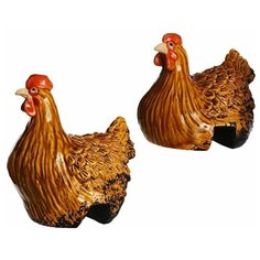 Керамические фигурки КУРОЧКИ НАСЕДКИ, светло-коричневые, 2 шт., 17х13.5х18 см, Edelman 1015288