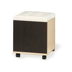 Пуф выкатной, 350 × 350 × 445 мм, цвет дуб линдберг / венге / кожзам белоснежный 5600694 ОЛМЕКО