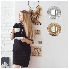 Зеркало наст пласт круг ЦВЕТОК d11/24см б/увел сост серебр к/кор 5245395 Сима ленд