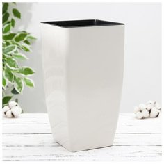 Кашпо со вставкой 7 л "Квадро", цвет белая роза 5473094 Алеана