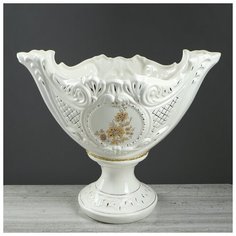Конфетница Ладья большая белая 1553254 Керамика ручной работы