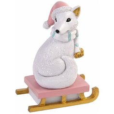 Фигурка Феникс Present Лисичка на санях 8 см белый/розовый