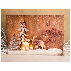 Светящееся настенное панно ВОЛШЕБНАЯ ОПУШКА, 3 LED-огня, 40х30 см, Peha Magic AP-10685