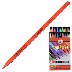 Карандаши цветные KOH-I-NOOR художественные "Progresso", 24 цвета, 7,1 мм, в лаке, без дерева, заточенные (8758024007PZ)