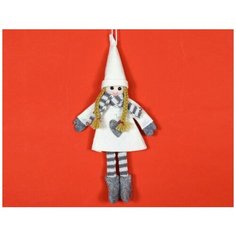 Кукла на ёлку ДЕВОЧКА С СЕРДЕЧКОМ, текстиль, кремовая, 27 см, Due Esse Christmas DP219-150-155/ANGELCREAM