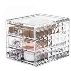 HOMSU Органайзер акриловый для косметики на 3 секции Diamond прозрачный