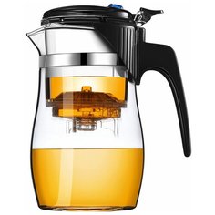 Veitron Чайник заварочный стеклянный с кнопкой LS-750S 750 мл, прозрачный/черный