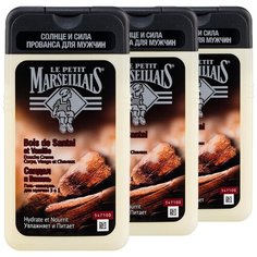 Мужской шампунь и гель для душа и лица Le Petit Marseillais 3в1 Сандал Ваниль увлажняющий с древесным ароматом 3 шт по 250 мл