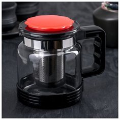 Чайник заварочный "Цветок" 750 мл, 15,5х10,5хх13,5 см, цвет черный 3922818 Сима ленд