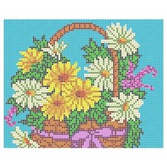 Рисунок-схема на ткани "Корзина с ромашками" Каролинка