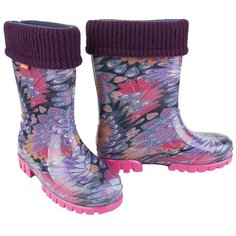 Резиновые сапоги Demar размер 32/33, фиолетовый/голубой/розовый