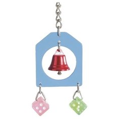 Игрушка для птиц подвесная, с колокольчиком и двумя кубиками, 26 см Beeztees