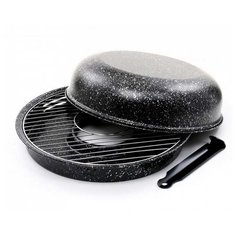 Сковорода-гриль Kelli KL-060, 33 см, с крышкой, съемная ручка, серый