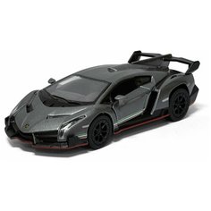 Детская игрушечная коллекционная металическая модель машинки игрушки Kinsmart "Lamborghini Veneno" (металлическая, инерционная) серый 1:36