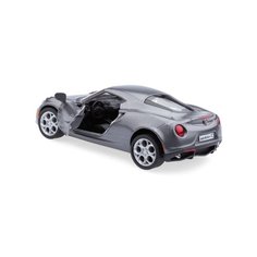 Детская игрушечная коллекционная металическая модель машинки игрушки Kinsmart "2013 Alfa Romeo 4C" (металлическая, инерционная) серый 1:32
