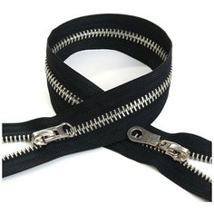 Молнии металлические никель №8, 2 замка груши, 85 см, 50 штук, цвет: F322 черный Ideal