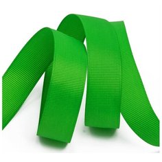 Лента репсовая в рубчик "IDEAL", 25 мм, цвет: зеленый, 27,4 м