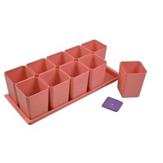 Набор горшков для рассады, 10 стаканов по 750 мл на поддоне (терракотовый) Pelikan