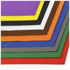 Набор листового жесткого фетра "IDEAL", 1 мм, 20х30 см (цвет: ассорти), 10 листов