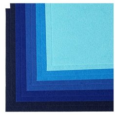 Набор листового фетра (мягкий) "IDEAL", цвет: синий ассорти, 1 мм, 20х30 см, 10 листов