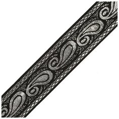 Лента отделочная жаккардовая, цвет: черный, серебро, 40 мм x 5 м, арт. 40871 Ideal