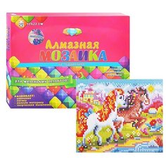 Алмазная мозаика Рыжий кот (классическая) "Дружные единороги" 17*22 см, с подрамником, с полным заполнением (24 цвета) (AC17056)