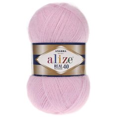 Пряжа ALIZE Angora real 40 100 гр. 480м (40% шерсть, 60% акрил) (185 розовый) 5 шт
