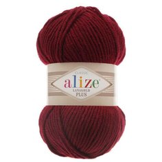 Пряжа для вязания Alize Lanagold Plus 100гр. 140м (49% шерсть, 51% акрил) (57 бордовый), 5 мотков