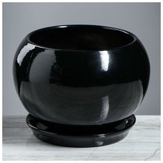 Цветочный горшок "Шар", премиум, чёрный, 2 л 4309222 Керамика ручной работы