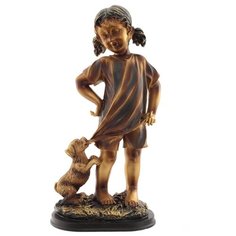 Фигурка декоративная "Девочка с собачкой", 757285, 20/12/41 см. РЕМЕКО