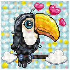 Фрея Кристальная мозаика (алмазная вышивка) Фрея "Влюбленный Тукан", 20x20 см, арт. ALVK-90