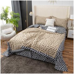 Постельное белье с одеялом СИТРЕЙД OBR028, Евро, Сатин, простыня на резинке 140х200 см, наволочки 50х70 см (2 шт)