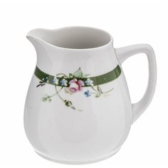 Молочник с цветочной росписью, фарфор, роспись, Дмитровский фарфоровый завод, с. Вербилки, СССР, 1940-1954 гг.