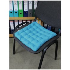 Подушка на стул MATEX ECOLOGY бирюзовый с наполнителем из гречневой лузги 100%, (для дачи, дом, офис), 40х40 см Матекс