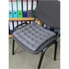 Подушка на стул MATEX ECOLOGY серый с наполнителем из гречневой лузги 100%, (для дачи, дом, офис), 40х40 см Матекс