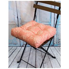 Подушка декоративная для сидения на стул без завязок MATEX PRINTED оранжевый, чехол не съемный, хлопок, 40х40 см Матекс