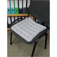 Подушка на стул MATEX ECOLOGY светло-серый с наполнителем из гречневой лузги 100%, (для дачи, дом, офис), 40х40 см Матекс