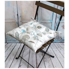 Подушка декоративная для сидения на стул с завязками MATEX HOMELY бежевый, бирюзовый, хлопок 100%, 42х42 см Матекс