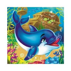 Набор для творчества Рыжий кот Холст с красками по номерам Дельфинчик в океане 20х20см
