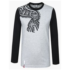 Лонгслив Nota Bene, размер 140, серый меланж/черный