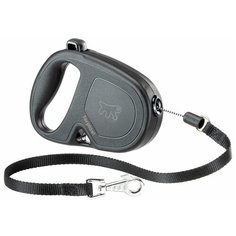 FERPLAST FLIPPYONE CORD тросовый поводок рулетка для животных 4,5 метра размер S черная (1 шт)