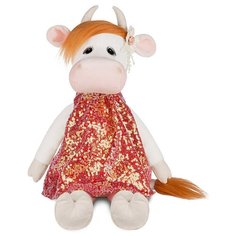 Мягкая игрушка Maxitoys коровка Глаша в коралловом платье 23 см