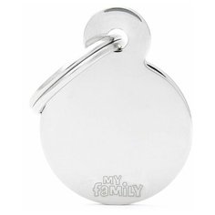 Адресник на ошейник My Family Colors Basic круглый малый хромированный