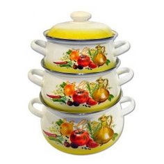 Набор эмалированной посуды "Итальянская кухня", 2, 3, 4,5 л, 3 предмета