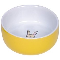 Миска керамическая для грызунов Nobby "Rabbit" (цвет: белый/желтый), 200 мл
