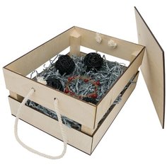 НА-027 Набор для оформления подарка "Черный мужской", ящик 25*30 см, белый Astra & Craft