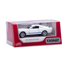Детская игрушечная коллекционная металическая модель машинки игрушки Kinsmart "Shelby GT500" (металлическая, инерционная) белый 1:44